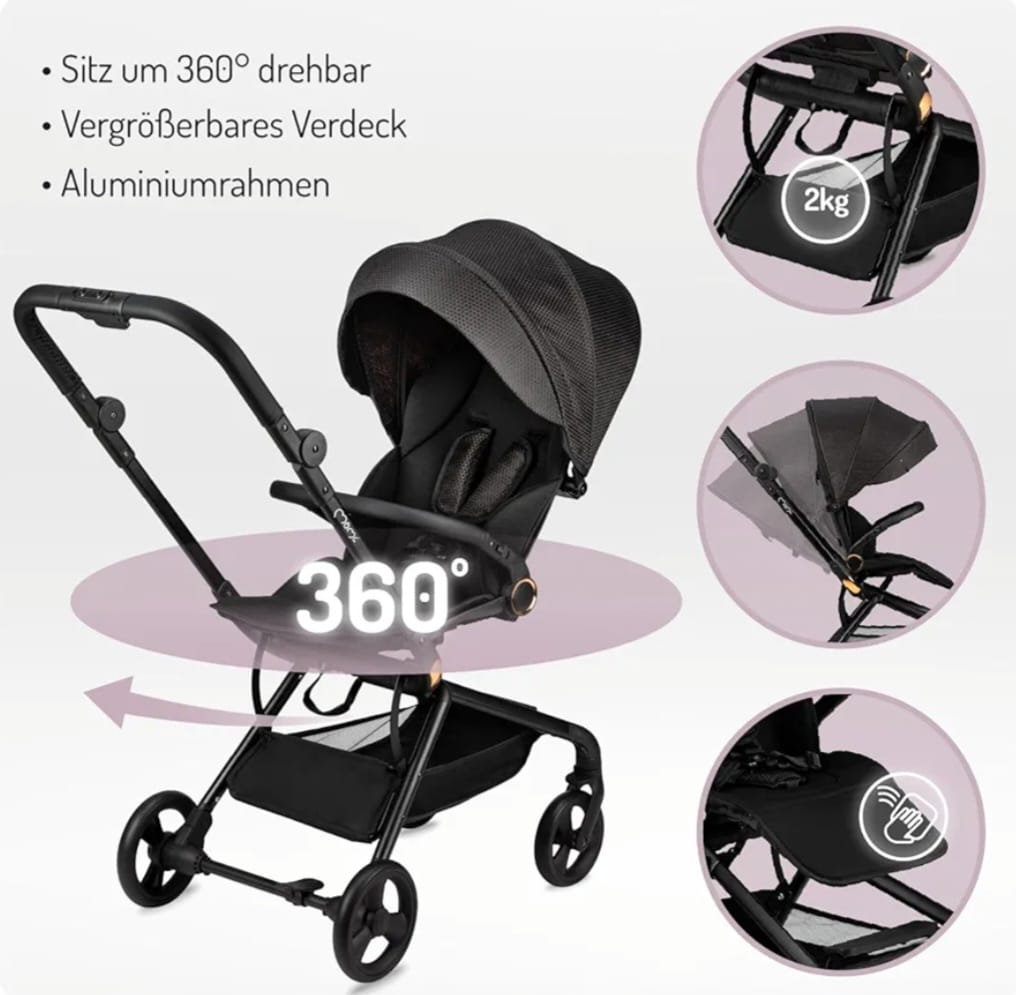 MoMi Kinderwagen ADELLE ab 6. Monat (bis 22 kg), klappbarer Buggy mit 360°-Sitz, B-WARE