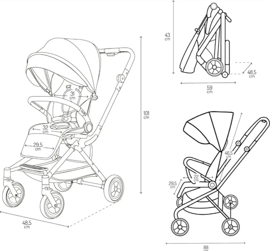 MoMi Kinderwagen ADELLE ab 6. Monat (bis 22 kg), klappbarer Buggy mit 360°-Sitz, B-WARE