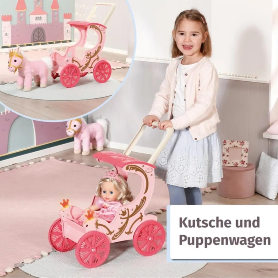 Baby Annabell Little Sweet Kutsche & Pony, 2in1 Puppenwagen mit Plüschpony, B-WARE