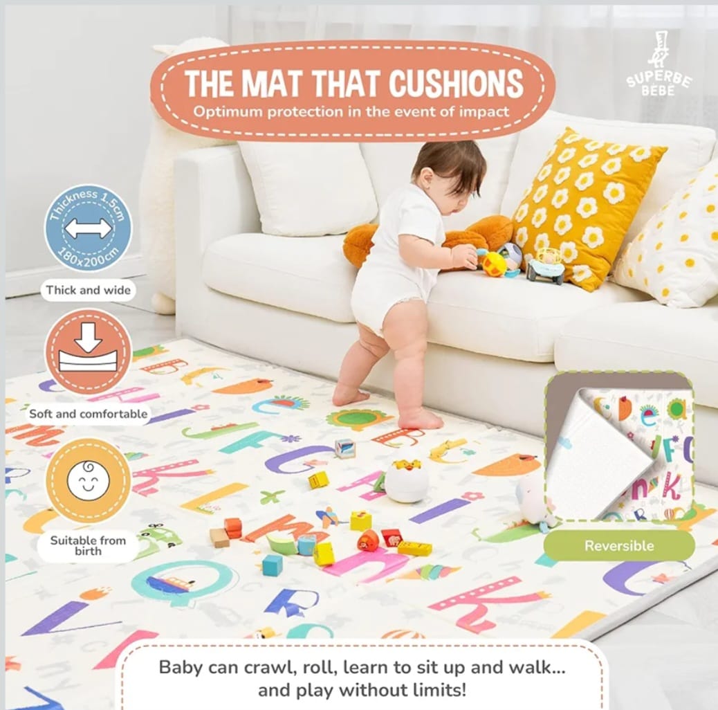 Krabbelmatte Baby Faltbar, Spielmatte, Babymatte, Kindermatte, Bodenmatte, B-WARE