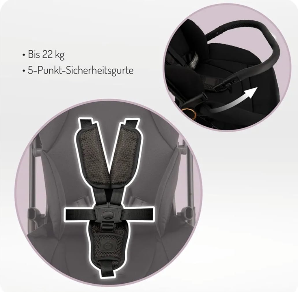MoMi Kinderwagen ADELLE ab 6. Monat (bis 22 kg), klappbarer Buggy mit 360°-Sitz, B-WARE