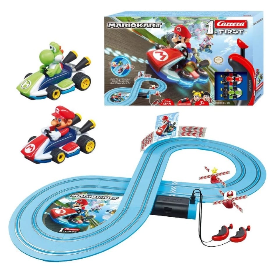 Carrera First - 20063026Nintendo Mario Kart,(Mario und Yoshi) 2,4m  Rennstrecken-Set, 2 ferngesteuerte Fahrzeuge, B-WARE
