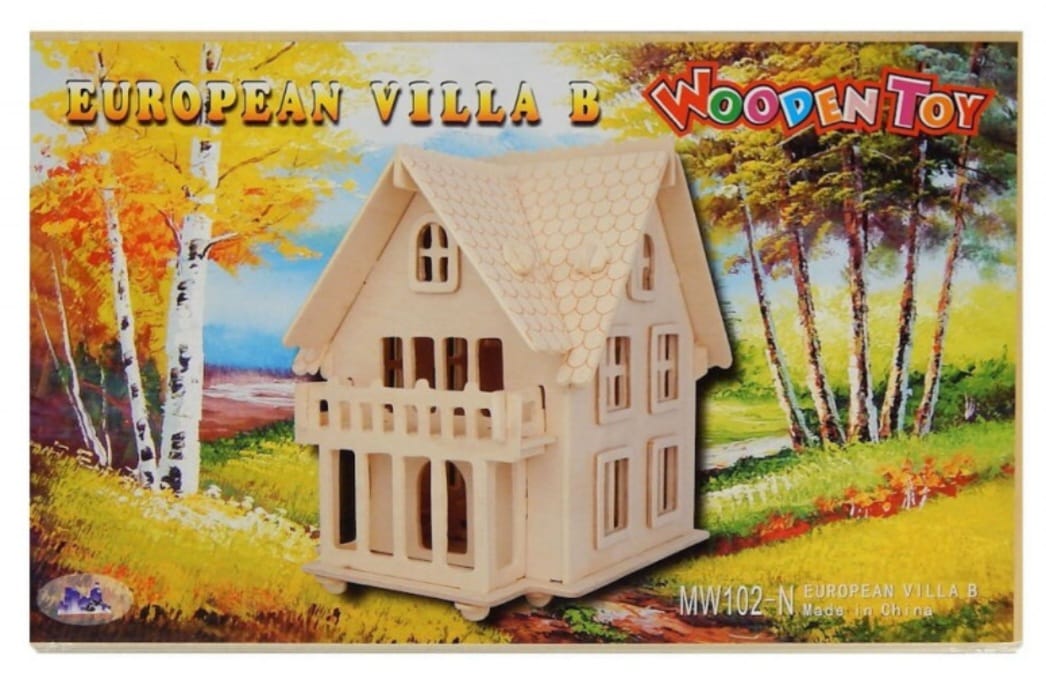 Woodcraft Holzpuzzle, 3D, Europäische Villa B,  B-WARE