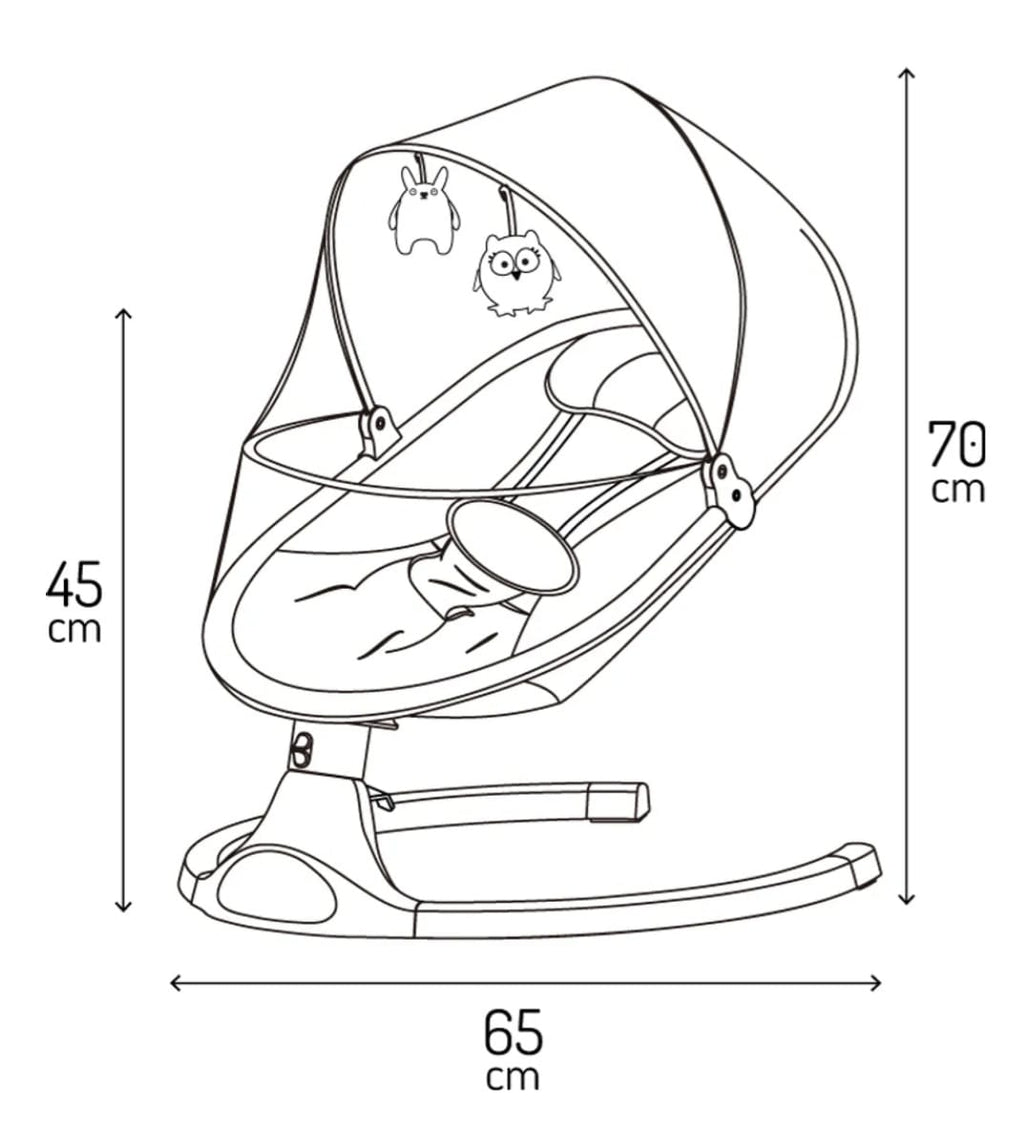 MoMi KENANI – Elektrische Babywippe mit Bluetooth, Fernbedienung & Musik, 5 Stufen – inkl. Moskitonetz – Dunkelgrau, B-WARE