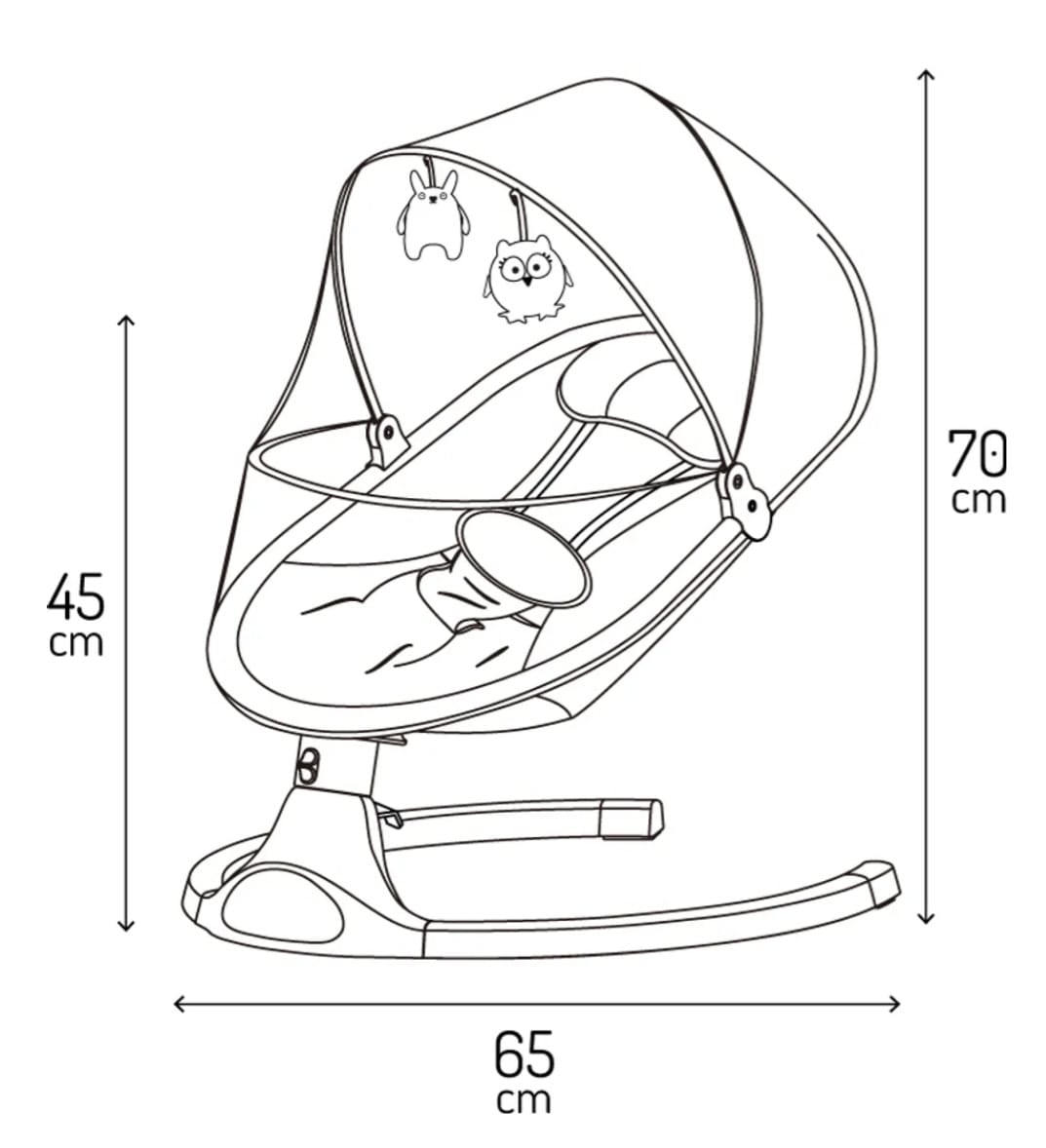 MoMi KENANI – Elektrische Babywippe mit Bluetooth, Fernbedienung & Musik, 5 Stufen – inkl. Moskitonetz – Dunkelgrau, B-WARE