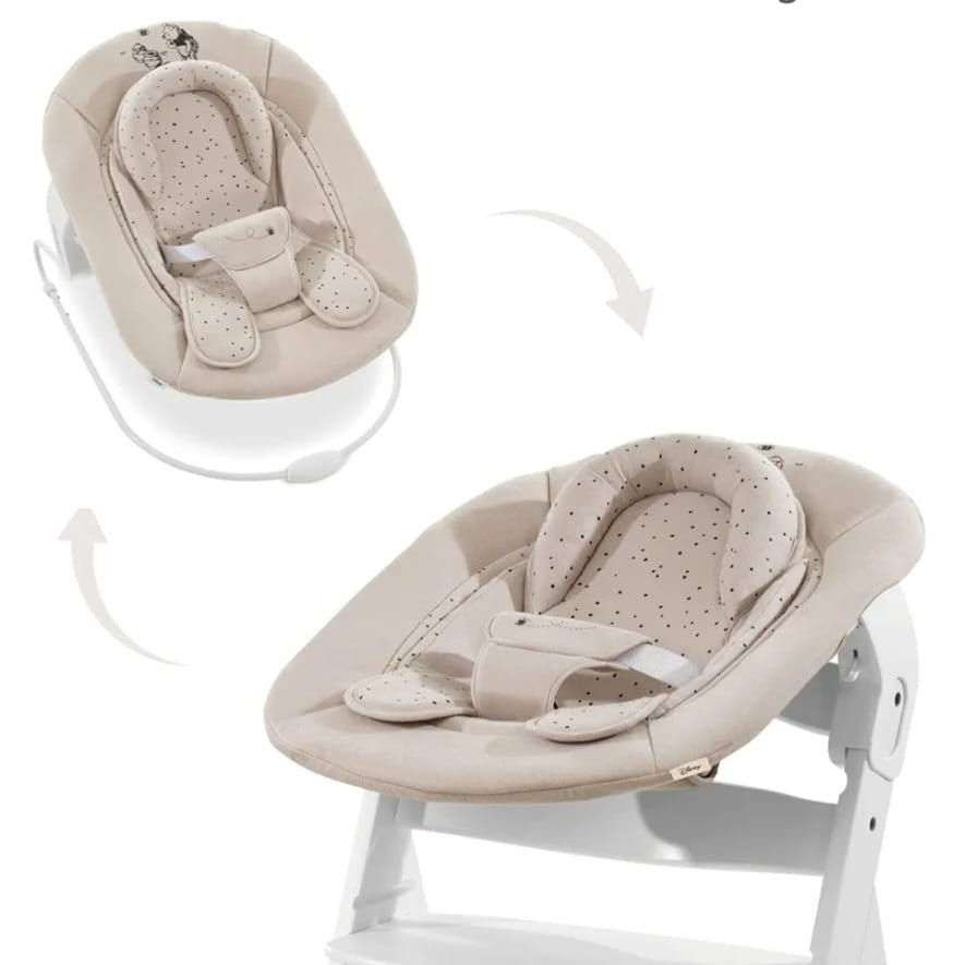 hauck Alpha Bouncer 2in1 Winnie the Pooh Beige,Wippe & Hochstuhlaufsatz, B-WARE