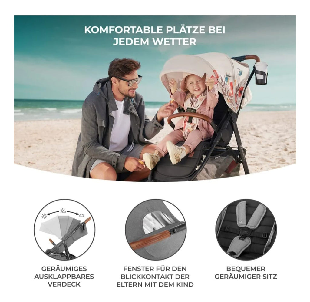 Kinderkraft GRANDE PLUS - Kinderwagen,Buggy,Ausstellungsstück, Stein Abdrücke Räder, voll funktionsfähig