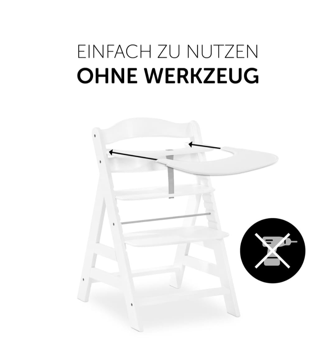 Hauck Essbrett und Tisch für Alpha Hochstuhl (Click Tray) - White / Weiss, B-WARE