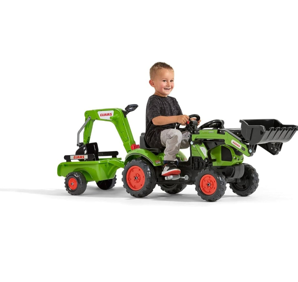 Falk Claas Kinder-Baggerlader mit beweglichem Baggerarm & Anhänger, B-WARE