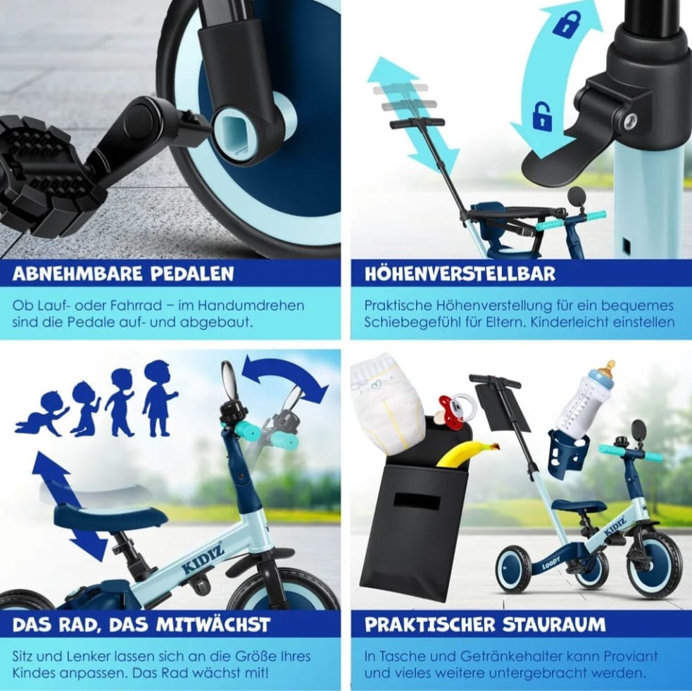 KIDIZ  Laufrad 6in1 Dreirad,Laufräder,Lauffahrrad, Kinderdreirad, B-WARE