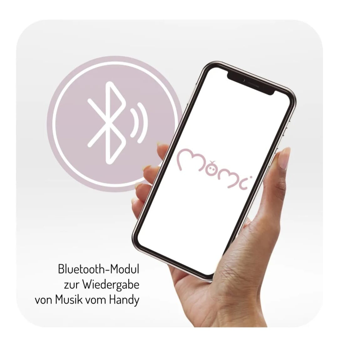MoMi KENANI – Elektrische Babywippe mit Bluetooth, Fernbedienung & Musik, 5 Stufen – inkl. Moskitonetz – Dunkelgrau, B-WARE