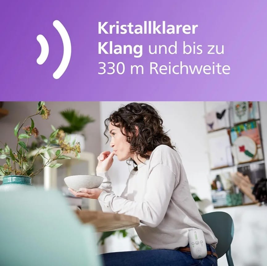 Philips AVENT DECT-Audio-Babyphone, Gegensprechfunktion, störungsfrei, 330 Meter Reichweite, B-WARE