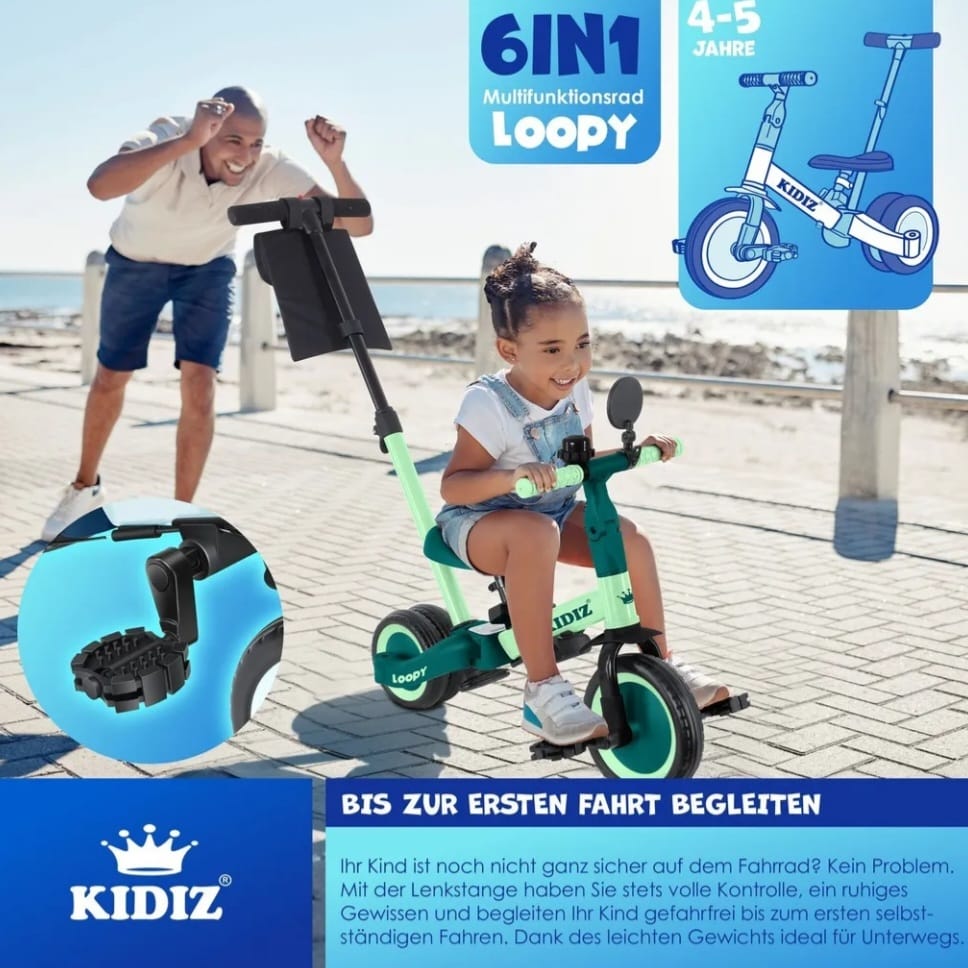 KIDIZ  Laufrad 6in1 Dreirad,Laufräder,Lauffahrrad, Kinderdreirad, B-WARE