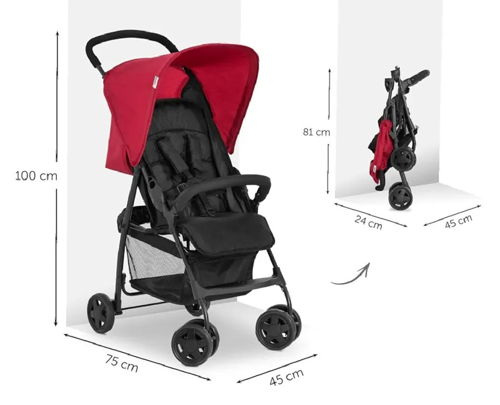 hauck Buggy Sport, Red - Federleichter Reisebuggy 5,9 kg - mit Liegefunktion,B-WARE