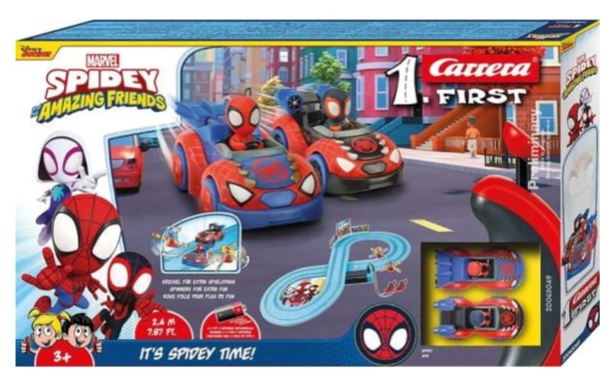 Carrera First - 20063049
Spidey - It's Spidey Time! 2,4m  Rennstrecken-Set, 2 ferngesteuerte Fahrzeuge, B-WARE