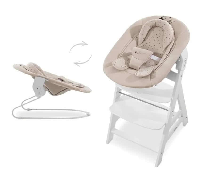 hauck Alpha Bouncer 2in1 Winnie the Pooh Beige,Wippe & Hochstuhlaufsatz, B-WARE
