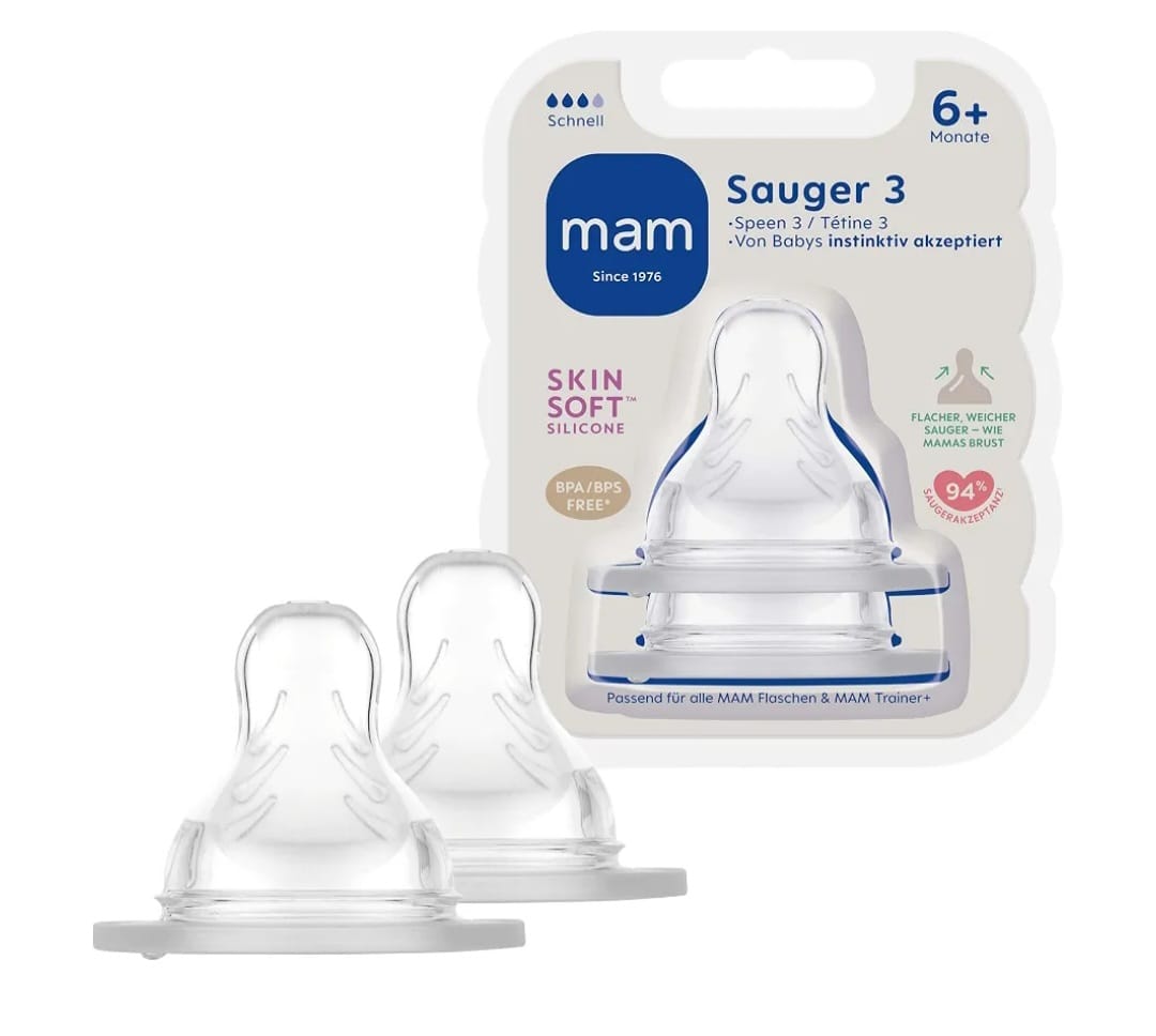 MAM Sauger Größe 3 im Doppelpack,Flaschensauger ab 6+Monate,B-WARE