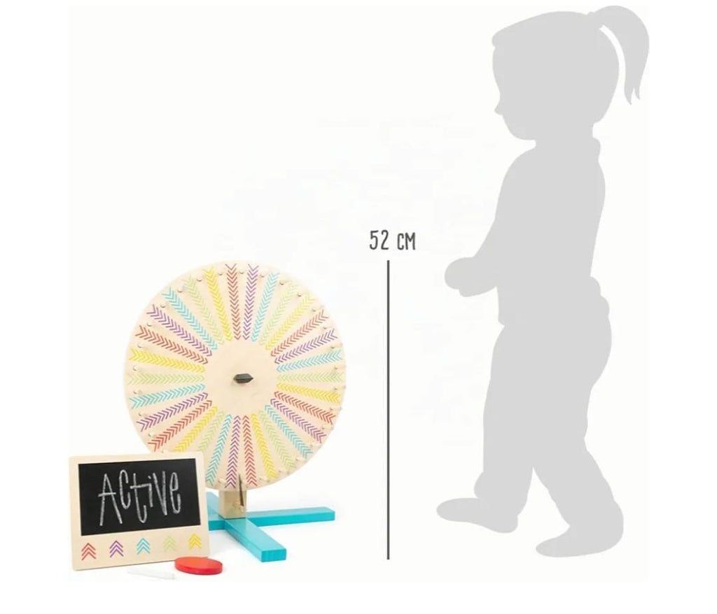 small foot Glücksrad Active aus Holz, mit wendbarer Drehscheibe und kleiner Tafel, B-WARE