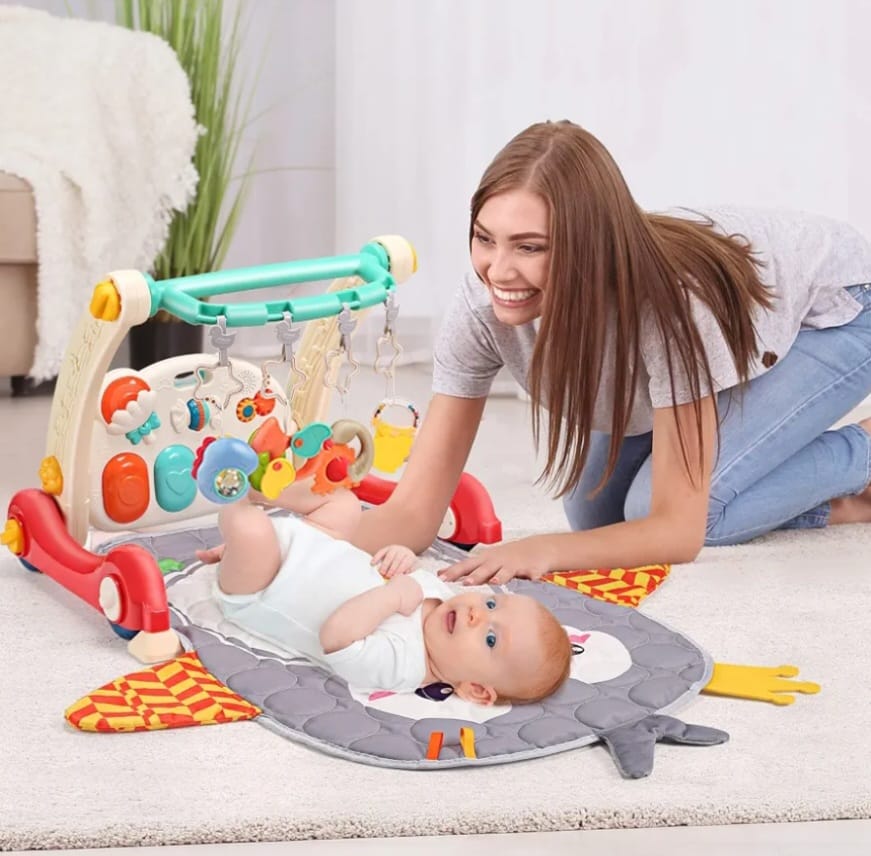 CUTE STONE Spiel-Fitnessstudio für Babys, Klavier,Trittbrett, Lernmatte für Babys,Spielmatte, B-WARE