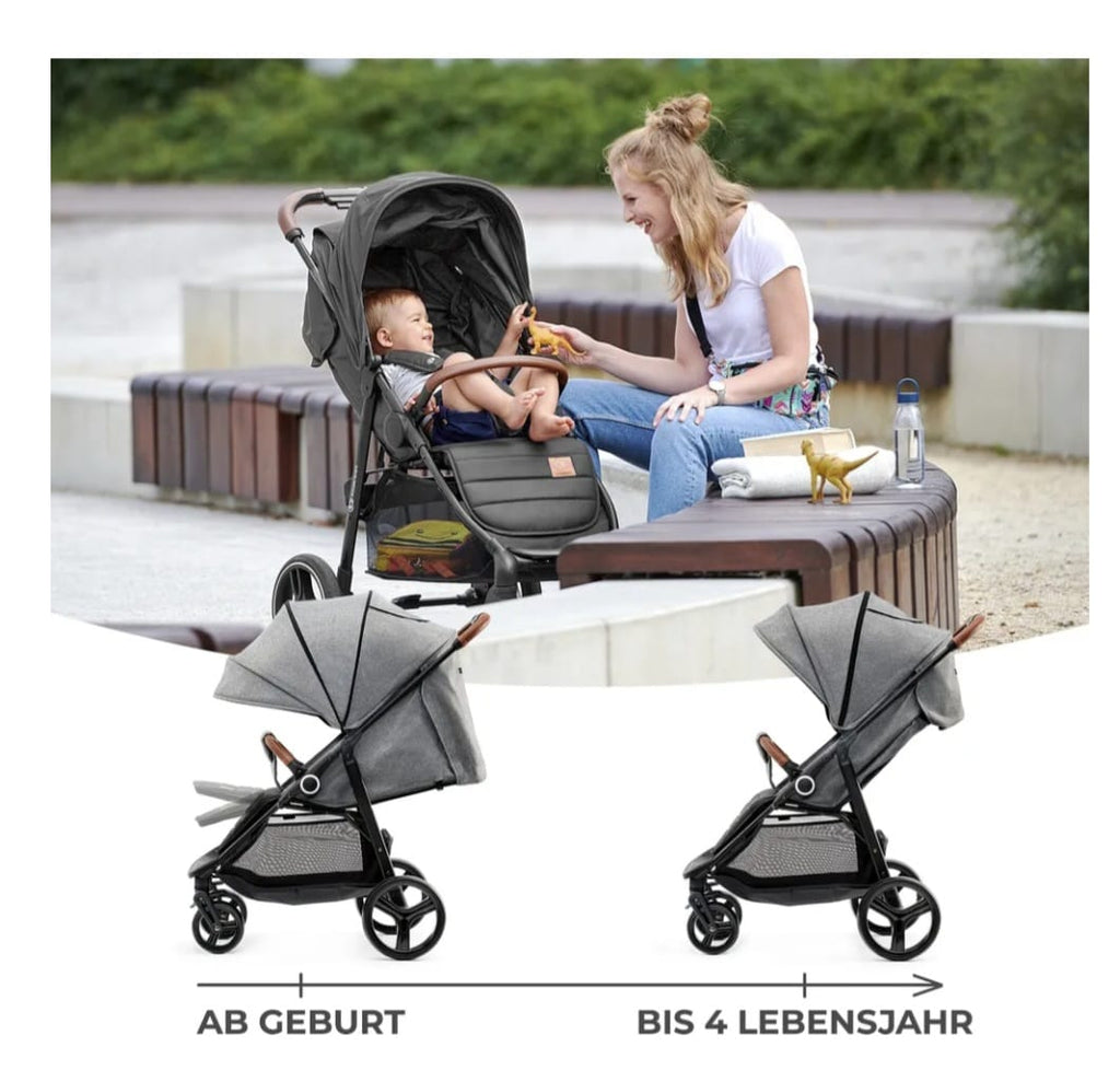 Kinderkraft GRANDE PLUS - Kinderwagen,Buggy,Ausstellungsstück, Stein Abdrücke Räder, voll funktionsfähig