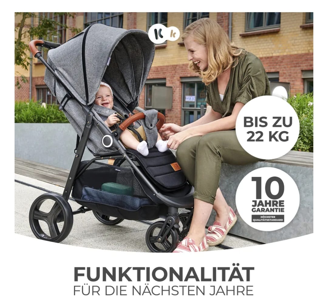 Kinderkraft GRANDE PLUS - Kinderwagen,Buggy,Ausstellungsstück, Stein Abdrücke Räder, voll funktionsfähig