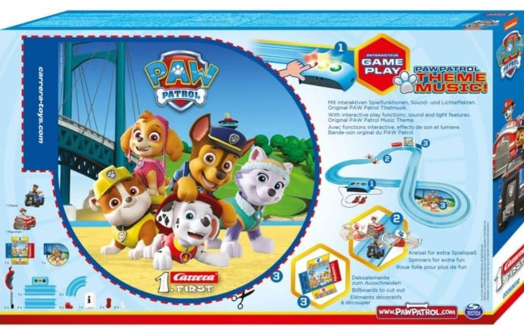 Carrera - 20063032 First PAW Patrol Race 'N' Rescue 2,4m Rennstrecken-Set | 2 ferngesteuerte Fahrzeuge mit Chase & Marshall | mit Handregler & Streckenteilen, B-WARE