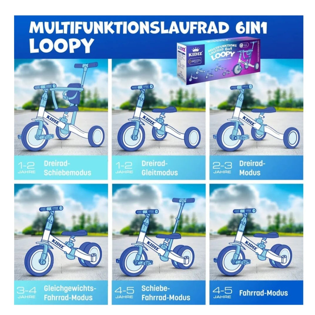 KIDIZ  Laufrad 6in1 Dreirad,Laufräder,Lauffahrrad, Kinderdreirad, B-WARE