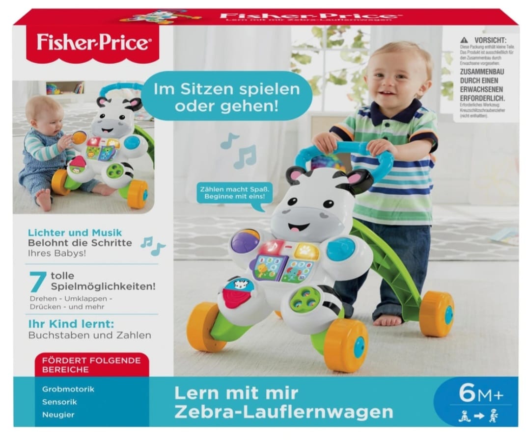 Fisher-Price Lern mit mir Zebra-Lauflernwagen als interaktive Lauflernhilfe,B-WARE