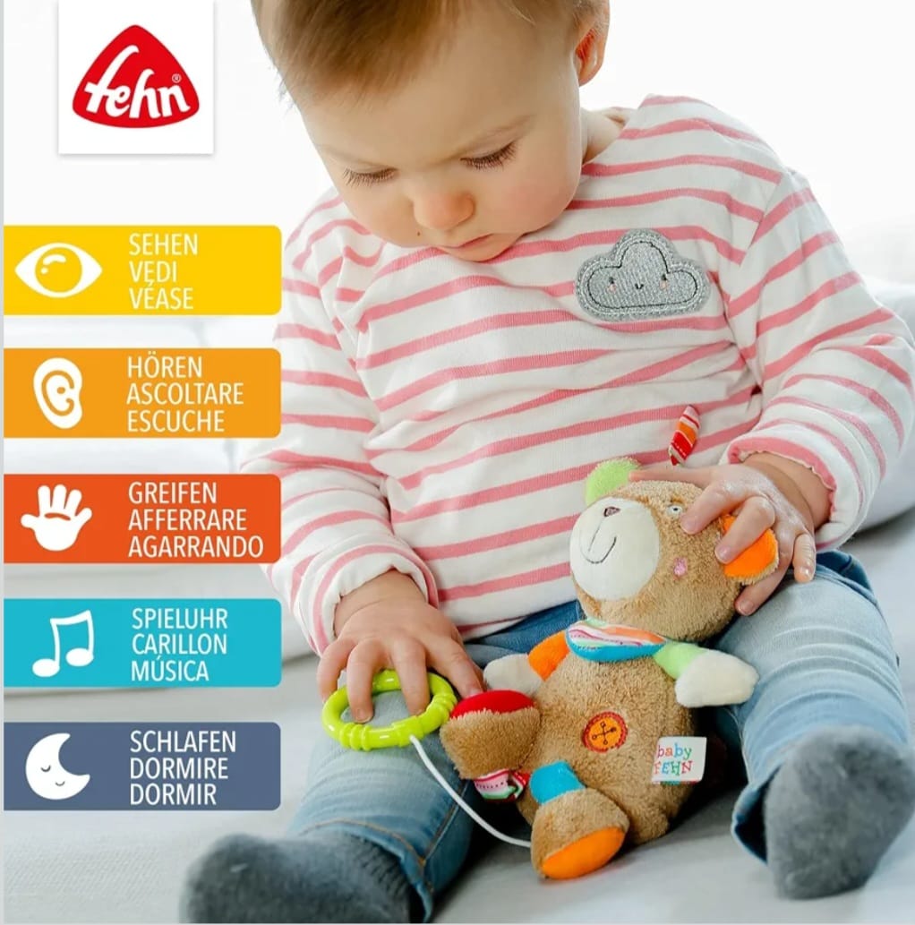Fehn Mini,Spieluhr Teddy, Kuscheltier mit integriertem Spielwerk,B-WARE