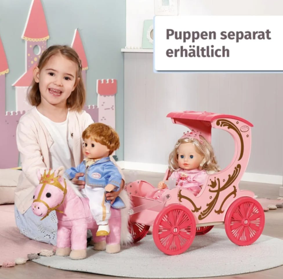 Baby Annabell Little Sweet Kutsche & Pony, 2in1 Puppenwagen mit Plüschpony, B-WARE