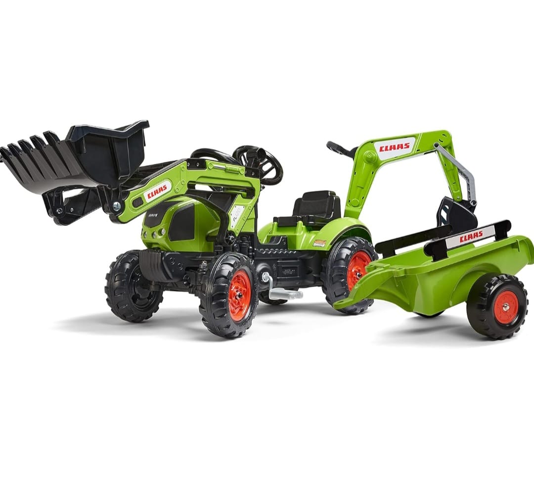 Falk Claas Kinder-Baggerlader mit beweglichem Baggerarm & Anhänger, B-WARE