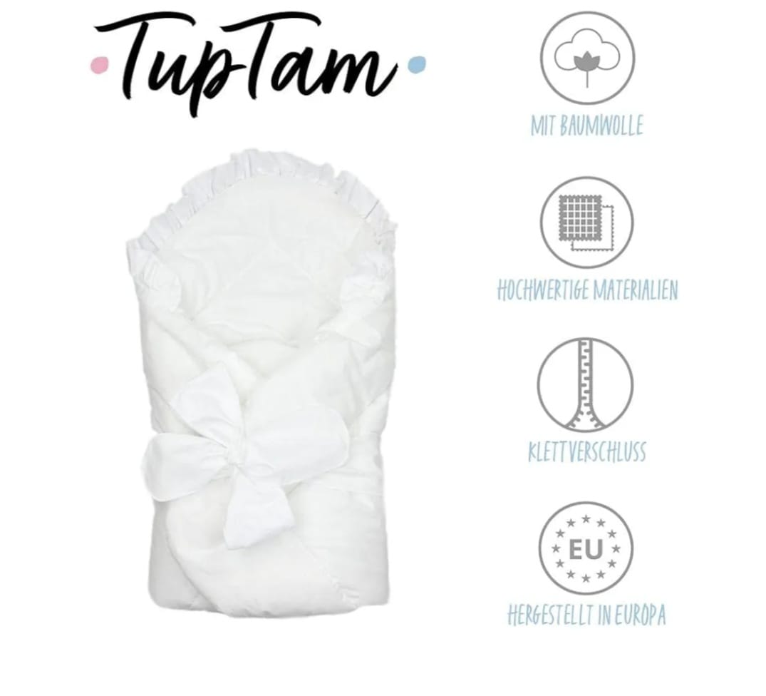 TupTam Unisex Baby-Wickeldecke mit Schleife, Weiß,B-WARE
