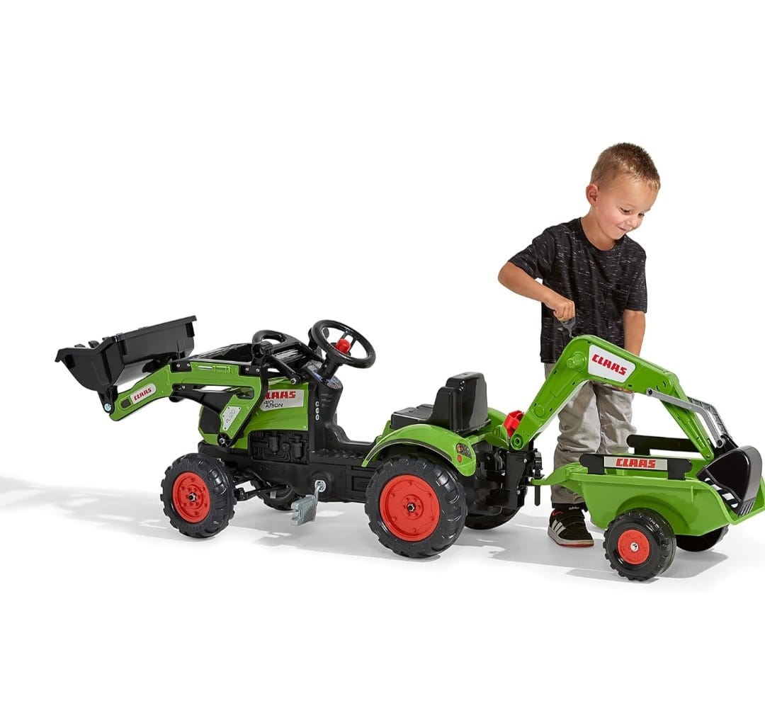 Falk Claas Kinder-Baggerlader mit beweglichem Baggerarm & Anhänger, B-WARE