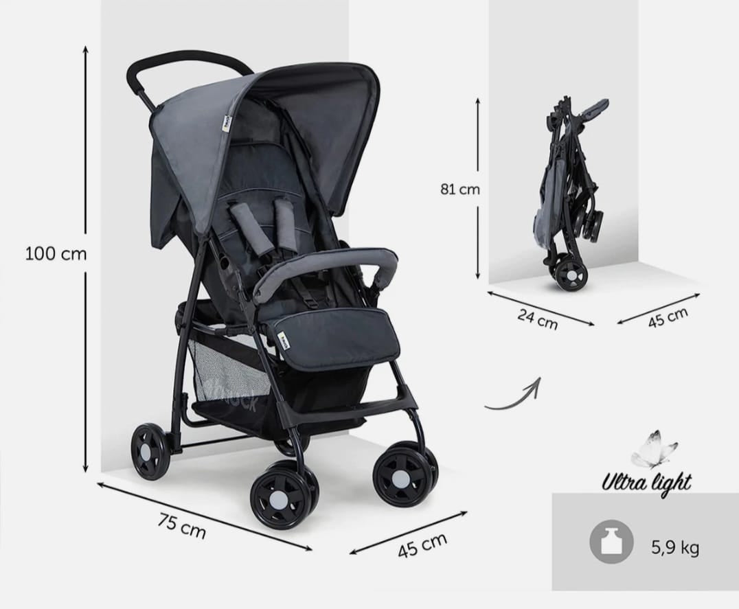 Hauck Buggy Sport, Ultra Leicht - Nur 5,9 Kg, Klein Zusammenklappbar, Reisebuggy- B-WARE