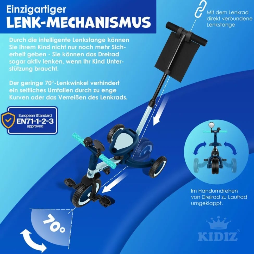 KIDIZ  Laufrad 6in1 Dreirad,Laufräder,Lauffahrrad, Kinderdreirad, B-WARE
