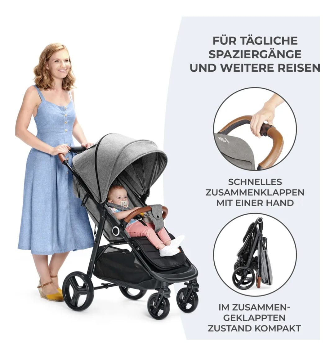 Kinderkraft GRANDE PLUS - Kinderwagen,Buggy,Ausstellungsstück, Stein Abdrücke Räder, voll funktionsfähig