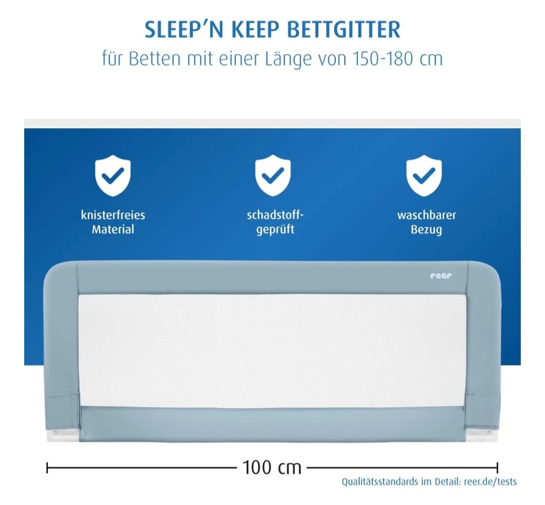 REER Bettgitter Sleepn Keep 100 cm blaugrau, B-WARE