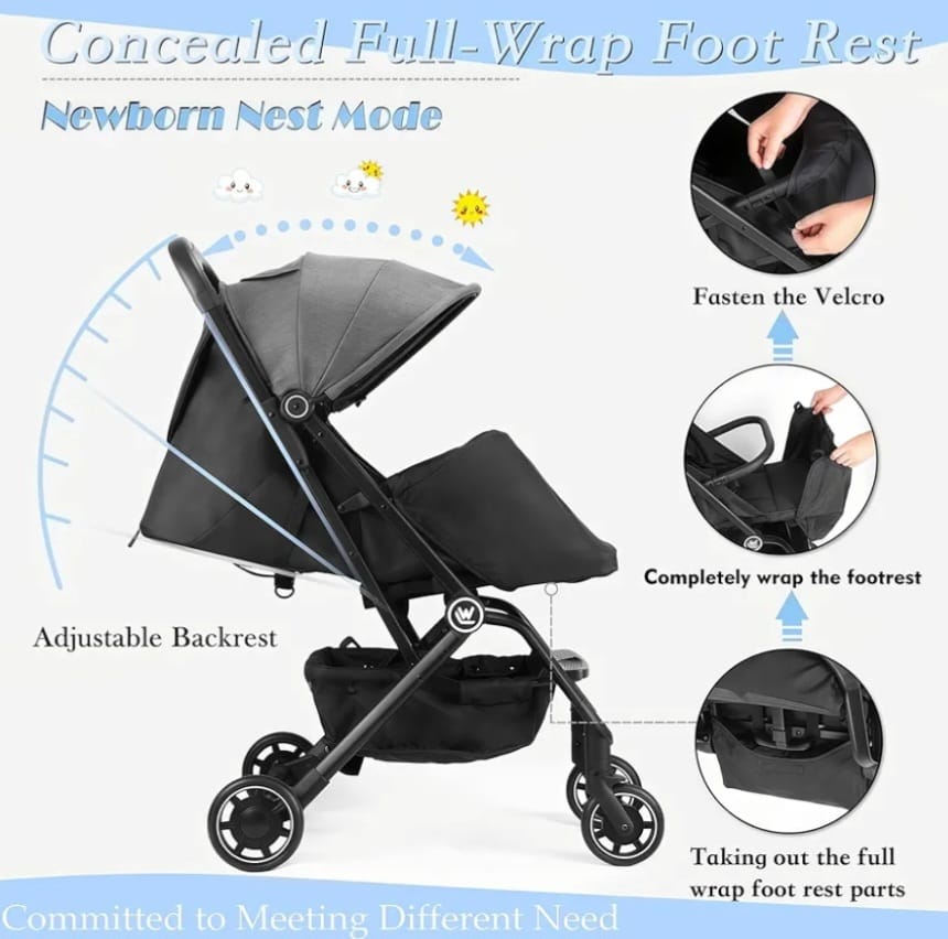 Wheelive - Leichter Kinderwagen, Kompakter Reisebuggy, B-WARE