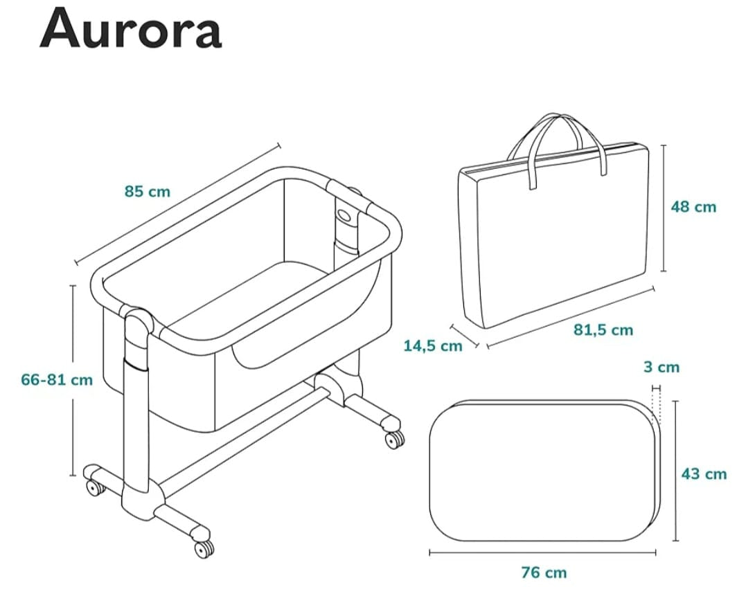 lionelo Aurora 3in1 Baby Beistellbett,B-WARE
