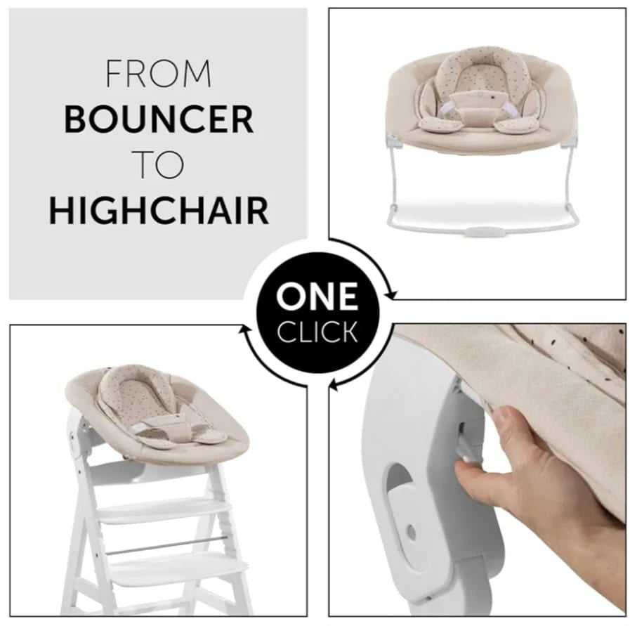 hauck Alpha Bouncer 2in1 Winnie the Pooh Beige,Wippe & Hochstuhlaufsatz, B-WARE