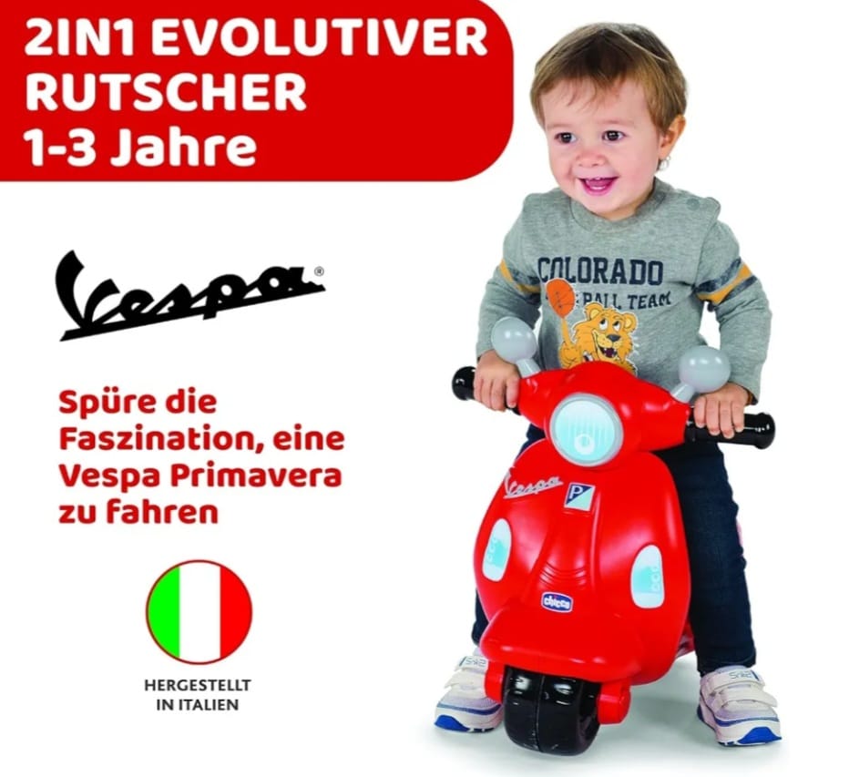 Chicco Motorrad Rutscher für Kinder,Vespa Primavera,B-WARE, Karton beschädigt