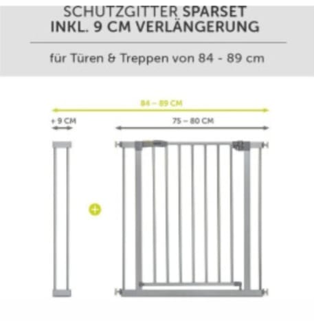 hauck Stop N Safe 2, Silber – Schutzgitter Treppe und Tür 84–89 cm,Türschutzgitter, B-WARE