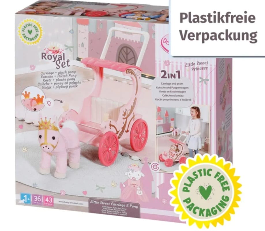 Baby Annabell Little Sweet Kutsche & Pony, 2in1 Puppenwagen mit Plüschpony, B-WARE