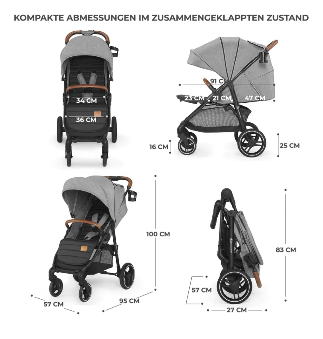 Kinderkraft GRANDE PLUS - Kinderwagen,Buggy,Ausstellungsstück, Stein Abdrücke Räder, voll funktionsfähig