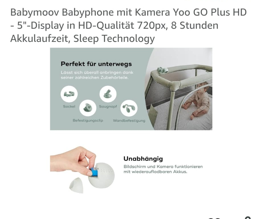 Babymoov Babyphone mit Kamera Yoo GO Plus HD - 5", ,gebraucht