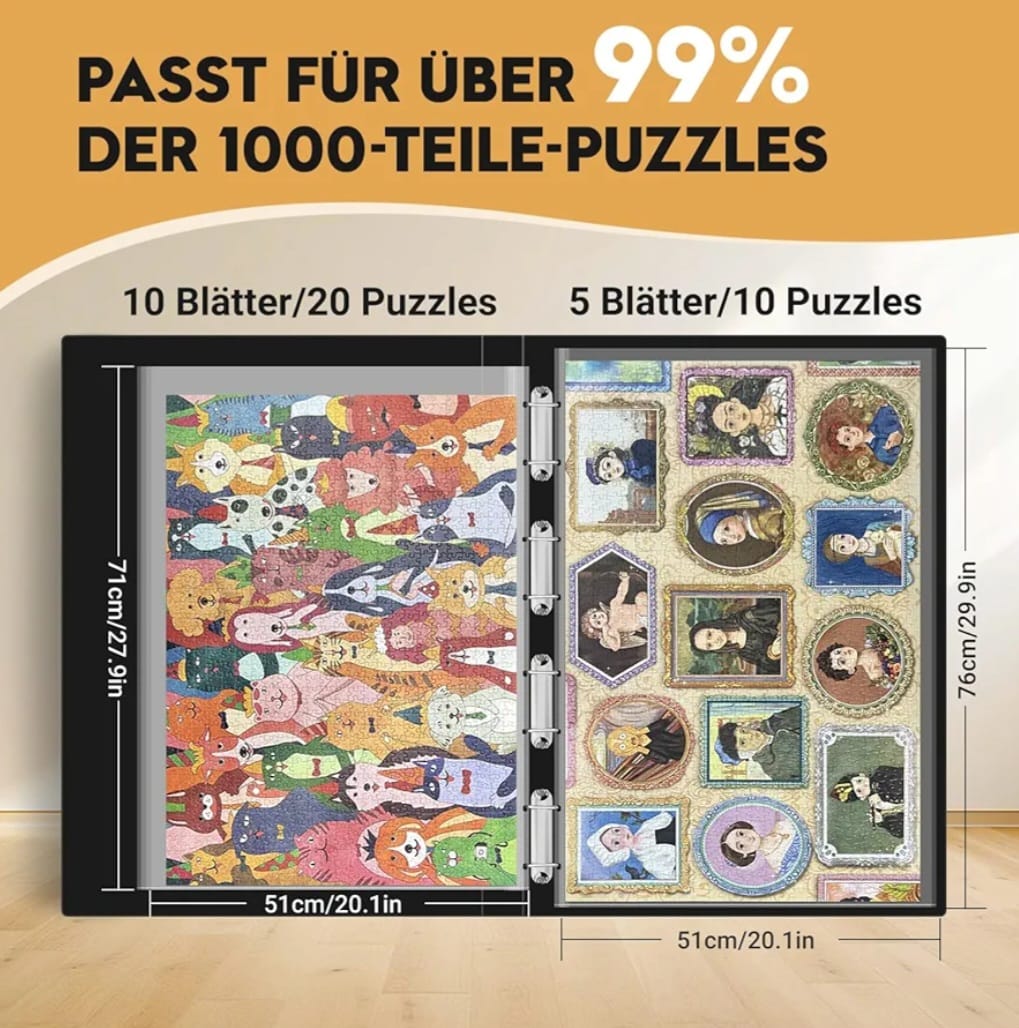 Nariolar Puzzle-Aufbewahrungsmappe, 1000 Teile, 15 HD-Hüllen, Platz für 30 Puzzles, B-WARE