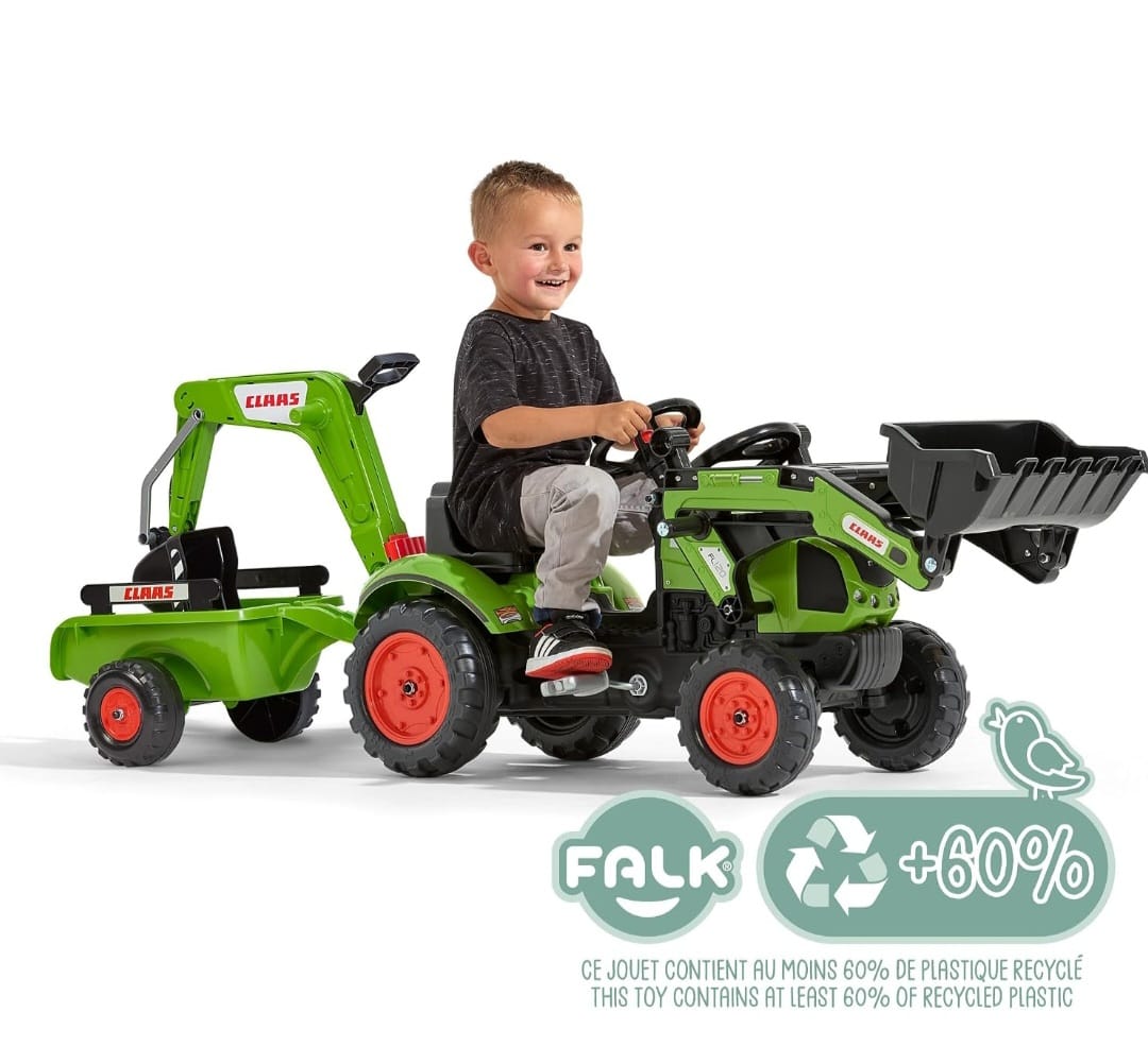 Falk Claas Kinder-Baggerlader mit beweglichem Baggerarm & Anhänger, B-WARE