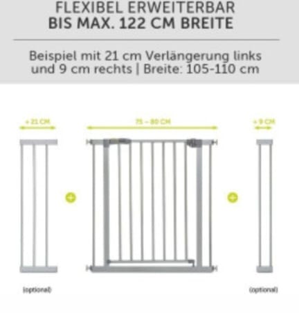hauck Stop N Safe 2, Silber – Schutzgitter Treppe und Tür 84–89 cm,Türschutzgitter, B-WARE