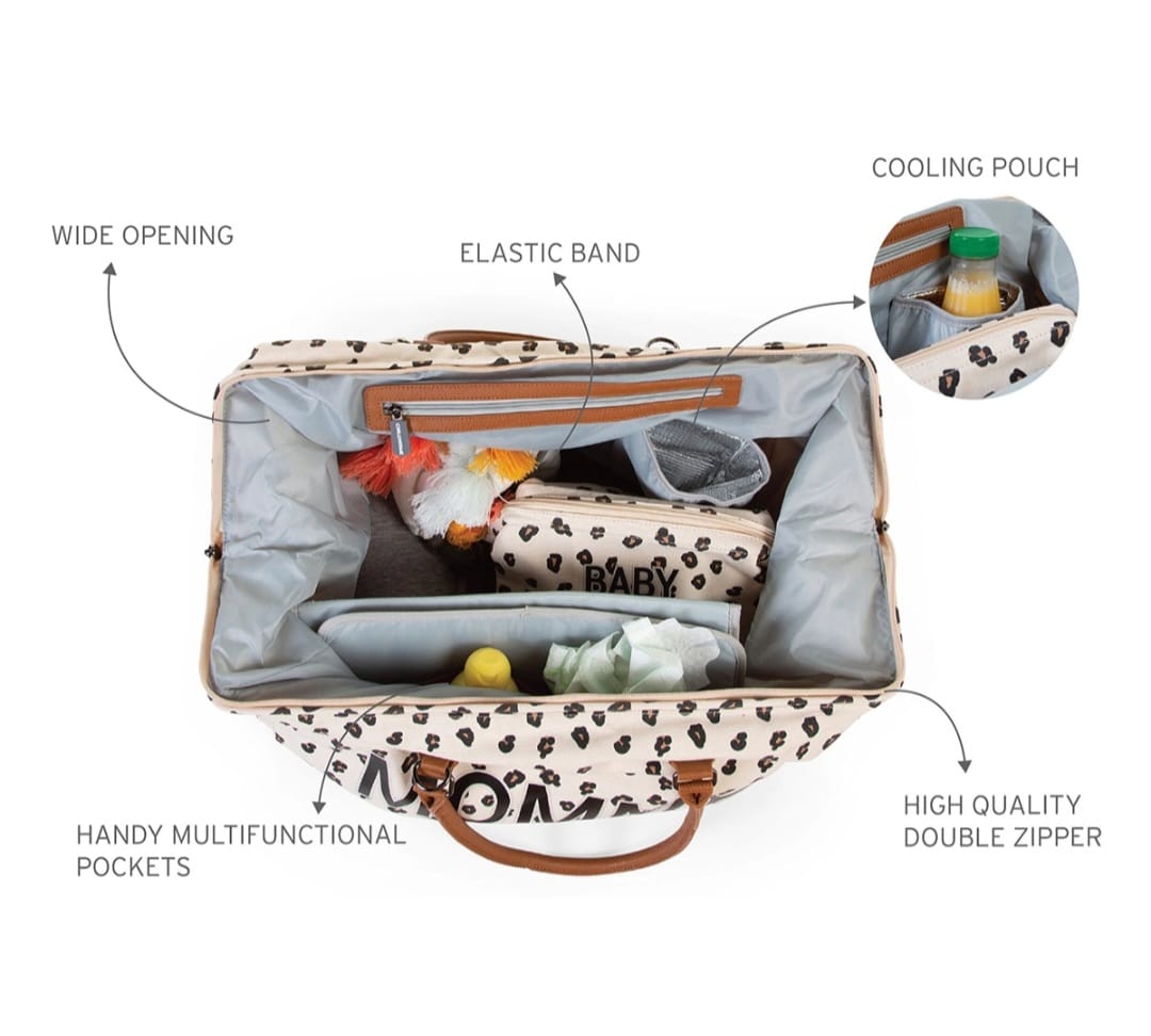 Childhome Mommy Bag mit Leopardenmuster – große Wickeltasche