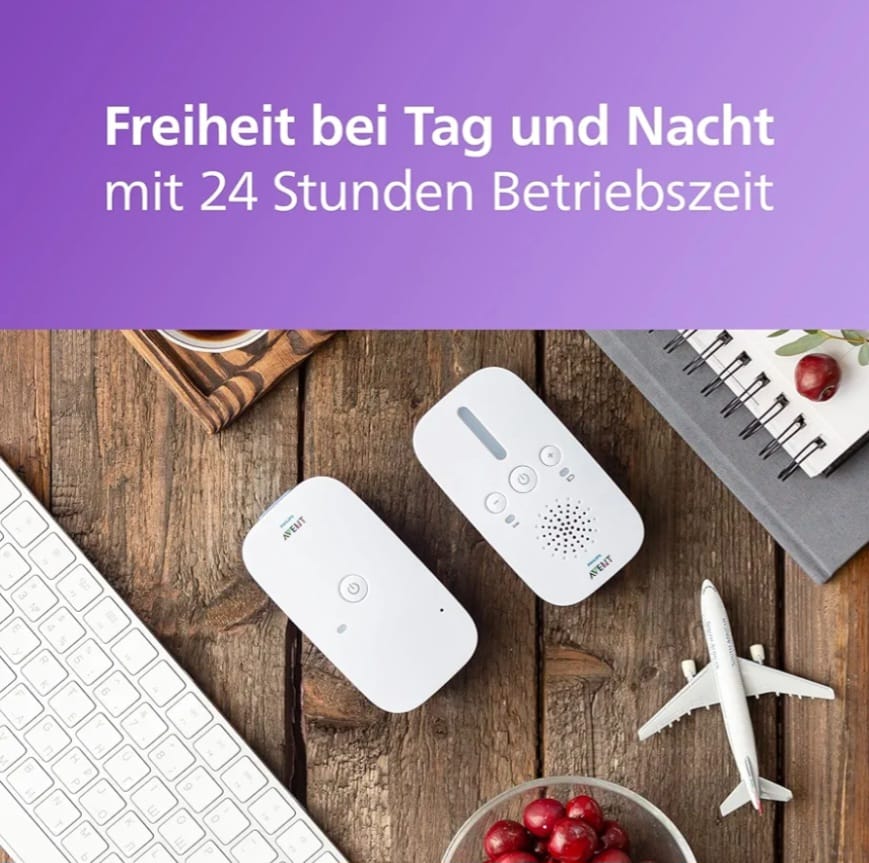 Philips AVENT DECT-Audio-Babyphone, Gegensprechfunktion, störungsfrei, 330 Meter Reichweite, B-WARE
